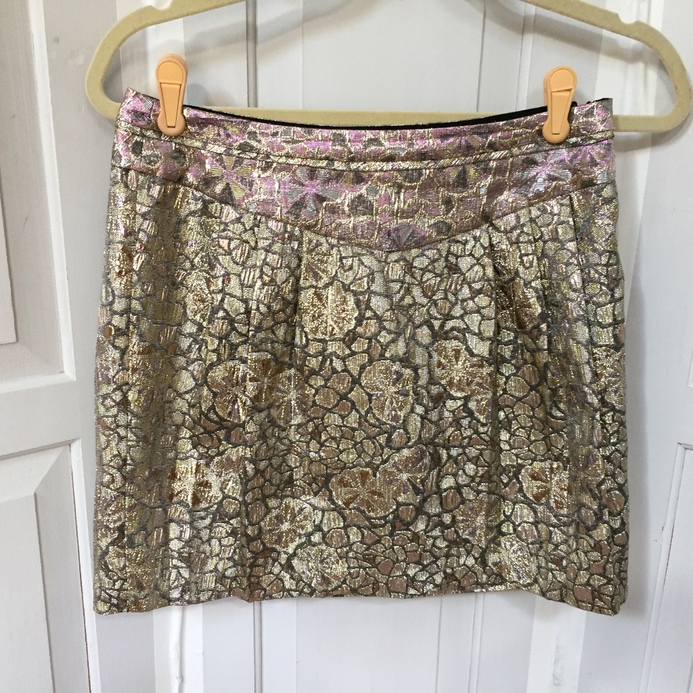 Kimchi Blue Metallic Gold and Pink Mini Skirt